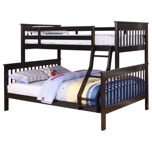 English Elm Severington Modern Black Wood Twin Over Full Bunk Bed – Stylish, Space-Saving Design For Kids' Rooms B062S00836-GIGA
