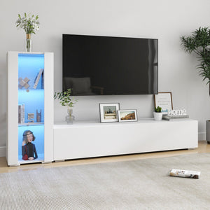 English Elm Storage Cabinets Wall or Floor-Mount with LED Aluminum Strip Light, Glass Shelves, Space-Saving Decor W331P251042
