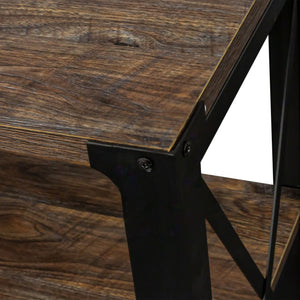 English Elm TV Industrial Farmhouse Stand with Metal Frame and Open Shelves for Large TVs, Durable Storage Unit Espresso W331S00123