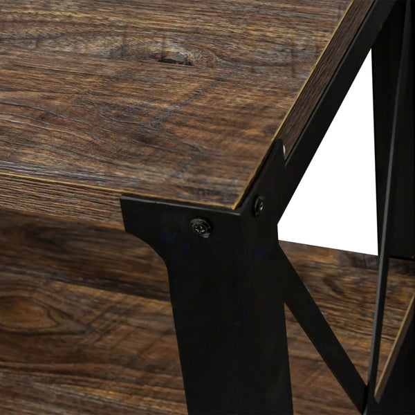 English Elm TV Industrial Farmhouse Stand with Metal Frame and Open Shelves for Large TVs, Durable Storage Unit Espresso W331S00123