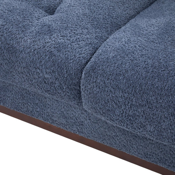 English Elm 83.5 In. Three Seat Boucle Sofa with Looped Texture and Lumbar Support for Living Rooms Navy Blue N773IS00096N