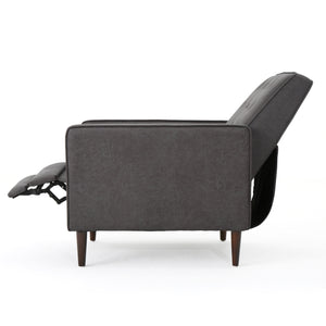 English Elm Christopher Knight Home® - Fabric Recliner Chair Mid-Century Modern Pushback Single Sofa with Tufted Cushion, Birch Legs, Cozy Comfort Slate 60741.00MF