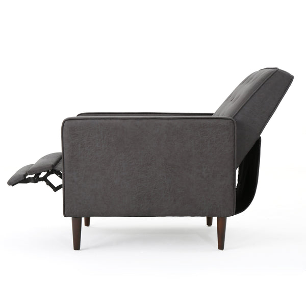 English Elm Christopher Knight Home® - Fabric Recliner Chair Mid-Century Modern Pushback Single Sofa with Tufted Cushion, Birch Legs, Cozy Comfort Slate 60741.00MF