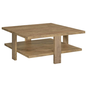 English Elm Runnion Rustic Mango Wood 2 Piece Coffee and End Table Set with Open Shelves B062S01477