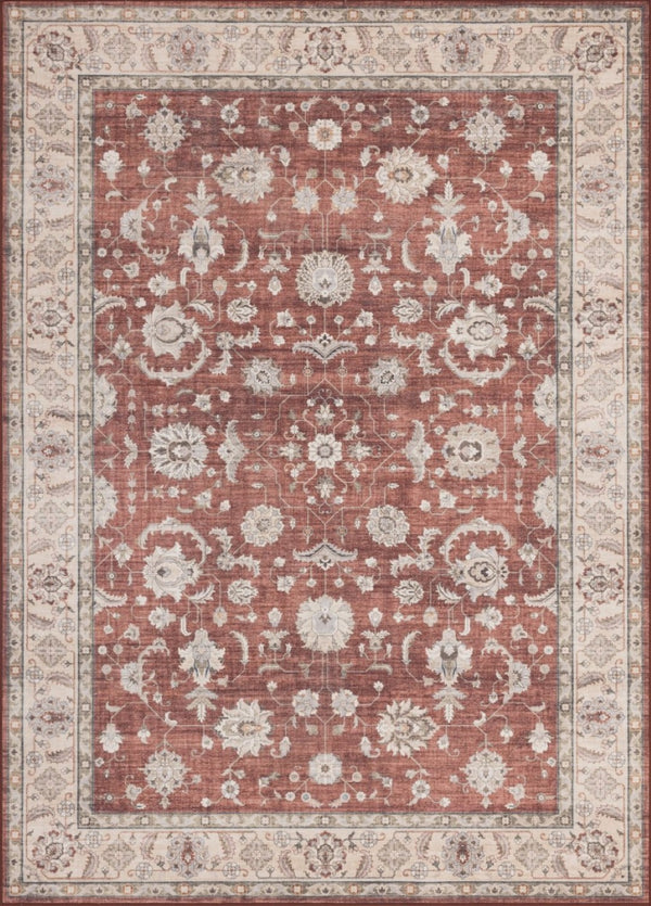 English Elm Premier Traditional Medallion Red Area Rug Low Pile for Living and Dining Rooms B186P479405
