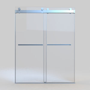 English Elm 56 Inch Frameless Double Sliding Shower Door 10mm Tempered Glass Soft Close Chrome W1573126518