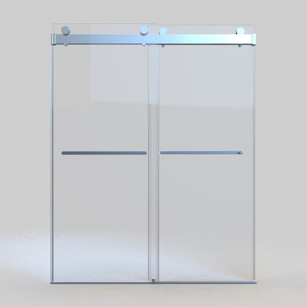 English Elm 56 Inch Frameless Double Sliding Shower Door 10mm Tempered Glass Soft Close Chrome W1573126518