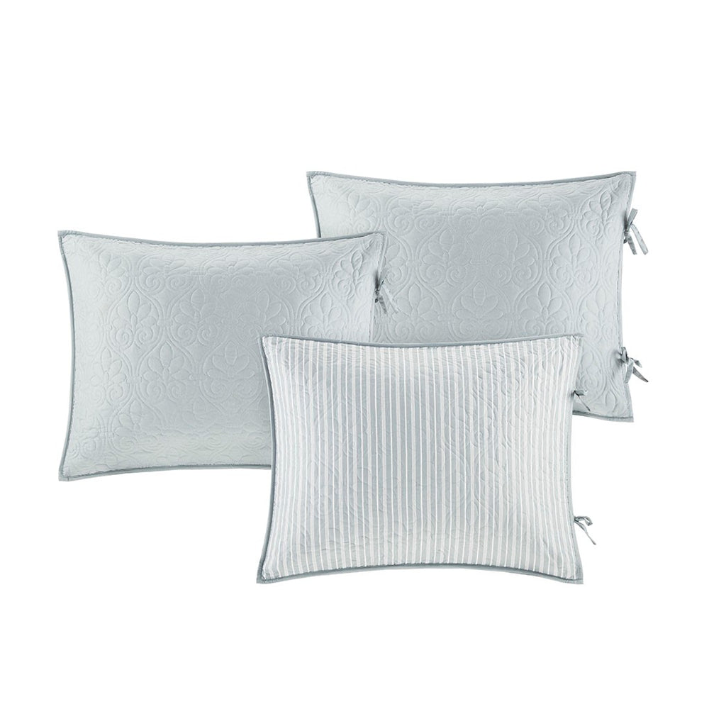 English Elm 6 Piece Reversible Daybed Cover Set with Quilted Stitch Texture, Antimicrobial Protection, Cottage Charm Grey 17.72 L x 15.75 W x 8.66 H B03597504