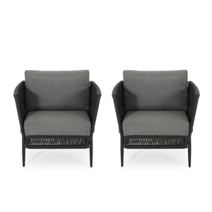 English Elm Christopher Knight Home® - HANFORD Woven Rope Club Chair in Grey — Durable Outdoor/Indoor Accent Seat with Compact 28.5x27.5x18.5" 65989.00GRY