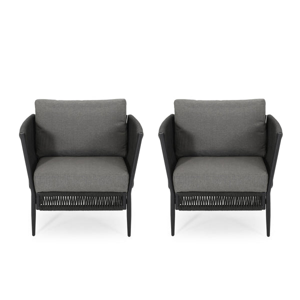 English Elm Christopher Knight Home® - HANFORD Woven Rope Club Chair in Grey — Durable Outdoor/Indoor Accent Seat with Compact 28.5x27.5x18.5" 65989.00GRY