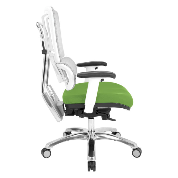 OSP Home Furnishings White Mesh Ergonomic Manager Chair with Lumbar Support and Adjustable Arms for Office Green 99661W-6