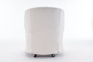 English Elm 059-Set Chenille Fabric Dining Armchair with Ergonomic Back Cushion, 360° Swivel & Smooth Wheels, Upholstered Comfort for Indoor Spaces Beige W527P242555