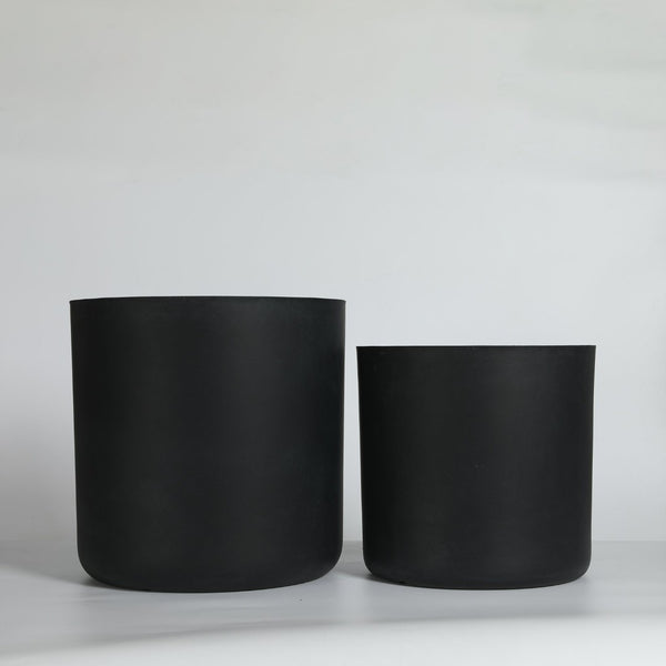English Elm Round Concrete Style Planter Duo Handcrafted Magnesium Oxide Pots for Patio Garden W347P449315