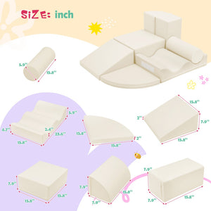 English Elm 7-piece Foam Toddler Climbing Play Set with Modular Blocks for Active Indoor Fun Beige N710P325522K