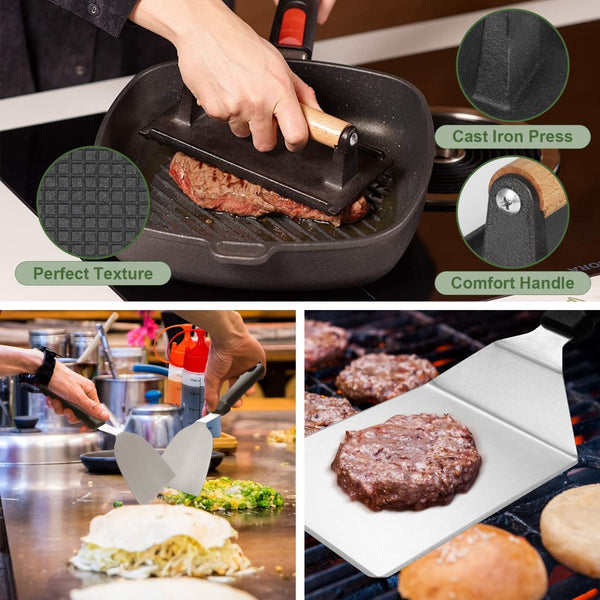 English Elm Griddle Accessories Set 18 Piece Stainless Steel Kit for Flat Top Outdoor Cooking W2181P480522