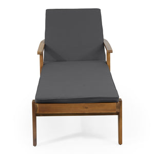 English Elm Jason Outdoor Acacia Wood Chaise Lounge with Adjustable Recline and Slat Design Grey N769P363844G
