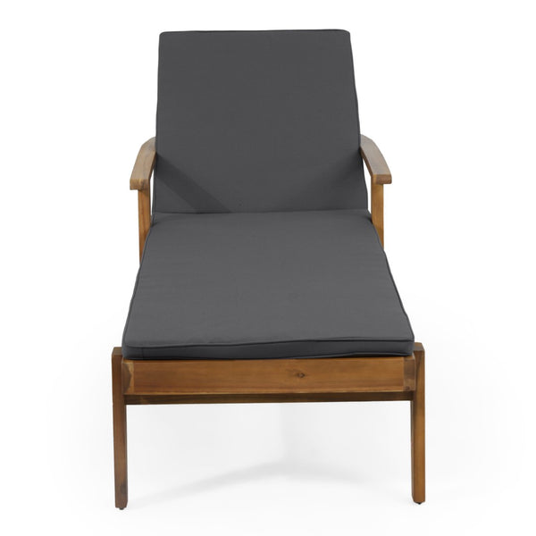 English Elm Jason Outdoor Acacia Wood Chaise Lounge with Adjustable Recline and Slat Design Grey N769P363844G