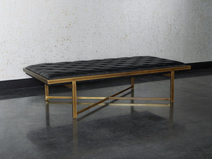 Sunpan Kayla Bench - Opulent Transitional Design with Tufted Upholstery and Elegant X-Base Frame Vintage Black