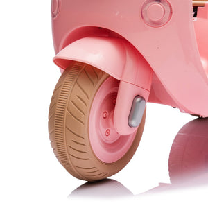 English Elm 12v Dual Motor Two Seater Kids Electric Ride on Motorcycle with Bluetooth Led and Trunk Pink W1578P268012