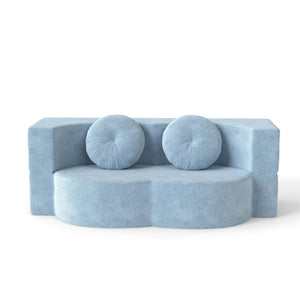 English Elm Folding Foam Futon Sofa Sleeper Twin Size Floor Lounger for Guest or Studio Use Light Blue W2353P388489