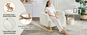 English Elm Christopher Knight Home® - Accent Rocking Chair In Cream Teddy Velvet - Ergonomic Design, Gentle Rocking, Ultimate Comfort! N765P263907W