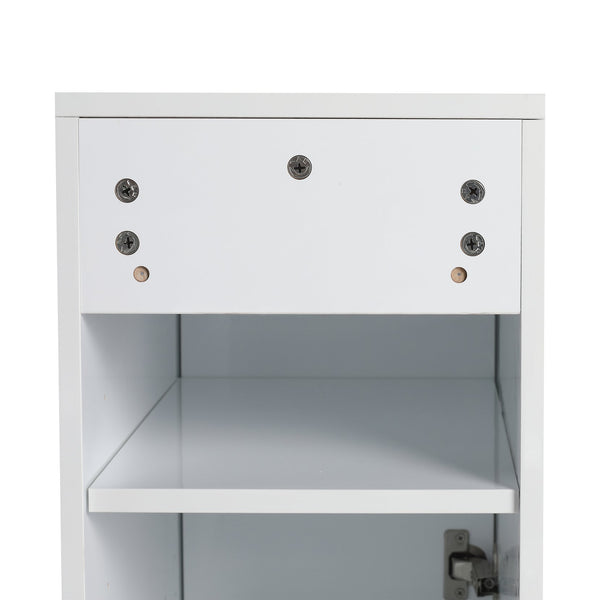English Elm 12" Bathroom Side Cabinet - Wall-Mounted, Glossy White Finish, Soft-Close Doors, Space Saver Design W999P312082