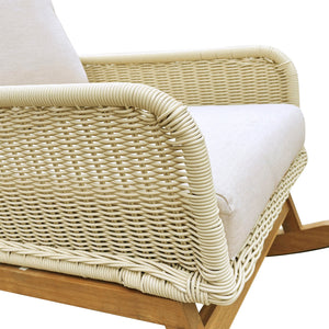 English Elm Christopher Knight Home® - Modern 3-Piece Outdoor Seating Set with Cushioned PE Rattan Rocking Chairs and Wood Accent Table, Chic Patio Retreat Ivory N767P229004C002_63163.00
