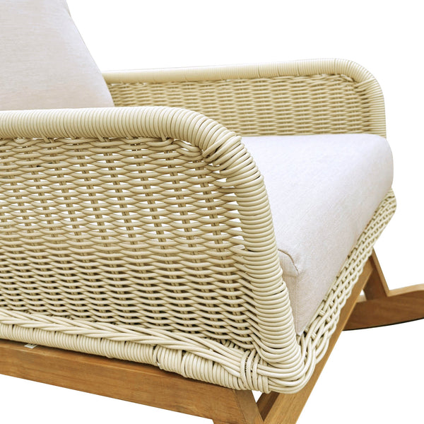 English Elm Christopher Knight Home® - Modern 3-Piece Outdoor Seating Set with Cushioned PE Rattan Rocking Chairs and Wood Accent Table, Chic Patio Retreat Ivory N767P229004C002_63163.00