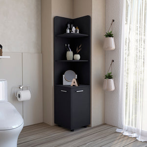 English Elm Freestanding Cabinet Kairatu Black — Sleek Engineered Wood Bathroom Storage with Drawer & 3 Shelves, Ready-to-Assemble B092P201584