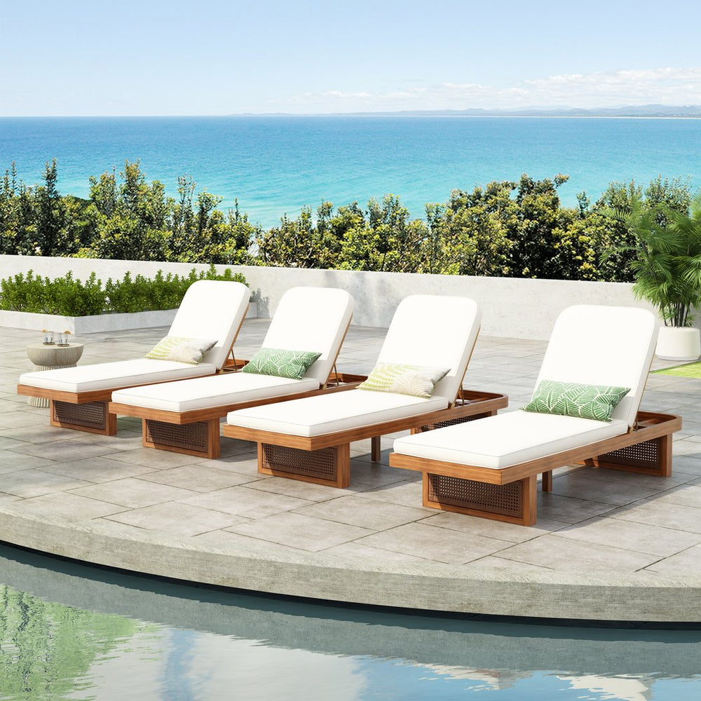 English Elm Christopher Knight Home® - Outdoor Lounge Chair - Stylish Acacia Wood & Pe Rattan, Adjustable Recline With Plush White Cushion N769P303158A_4