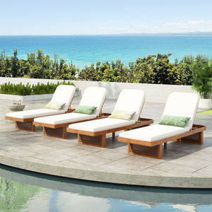 English Elm Christopher Knight Home® - Outdoor Lounge Chair - Stylish Acacia Wood & Pe Rattan, Adjustable Recline With Plush White Cushion N769P303158A_4