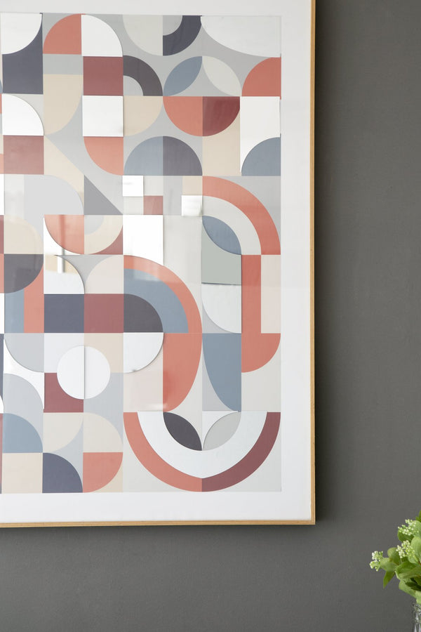 English Elm 23.8x33.6x1.6" Henderson Framed Mirror Art - Mid-Century Inspired Bold Colors & Geometric Design for Living Room W2078P313329