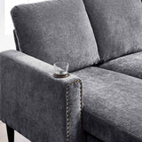 English Elm Modern Design Chenille 3 Seat L-Shape Sectional Sofa With Storage Chaise For Apartment, Studio, Office,Living Room,L Shape-Dark Grey