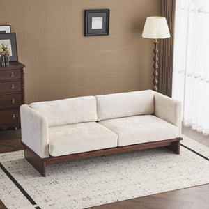 English Elm Christopher Knight Home® - 77 Modern 3-Seater Boucle Sofa with Solid Walnut Base, Square-Arm Design, Durable Breathable Fabric Beige N773IS00033B