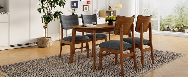 English Elm Farmhouse 5-Piece Dining Set for 4 with Upholstered Chairs, Rubberwood Frame, Ergonomic Comfort, Stylish Brown Gray N752S001016D