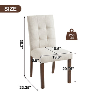 English Elm Wooden Modern Dining Chairs Set of 4 with Upholstered Beige Fabric, Rubber Wood Legs, 250lb Capacity Walnut N752P300578D