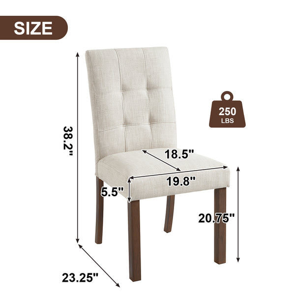 English Elm Wooden Modern Dining Chairs Set of 4 with Upholstered Beige Fabric, Rubber Wood Legs, 250lb Capacity Walnut N752P300578D