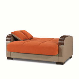 English Elm PrimeNest Mobilon Upholstered Convertible Loveseat with Storage, Sleeper Click-Click Design, 600lb Capacity Orange B030P281801