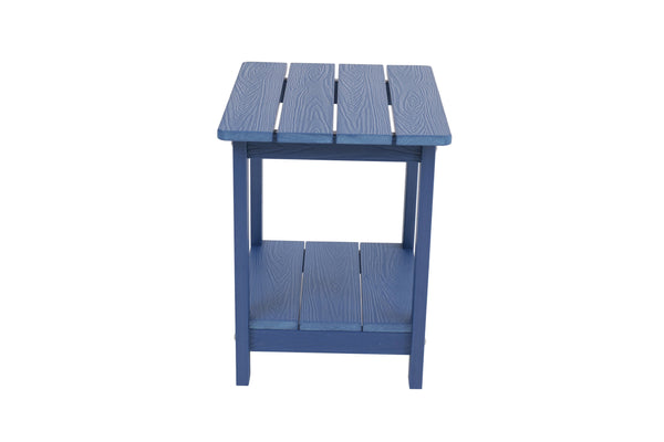 English Elm A lightweight wooden-texture side table with double-tier storage, portable, waterproof, ideal for patio and camping Dark Blue W2085P361826