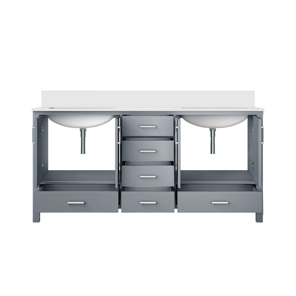 English Elm Dark Grey Double Bath Vanity 72" W X 22" D With Cultured Marble Top & Soft-Close Storage Solutions B2731P259104