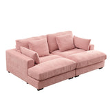 English Elm 89.76 Inch Double Sleeper Sofa Cloud Couch Soft Fluffy Fabric Upholstery With Square Armrests,Comfor Daybed With Over Wide Sofa Bed,Modern Beanbag For Living Room Apartment,Pink