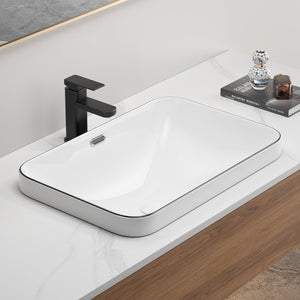 English Elm Ceramic Undermount Porcelain Basin Glazed Rectangular Sink for Modern Bathroom Vanity W3402P406916