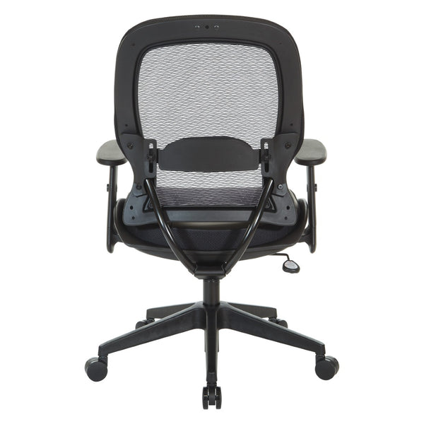OSP Home Furnishings Dark Air Grid Back Manager Chair with Lumbar Support and Antimicrobial Seat Fabric 5790D-R107