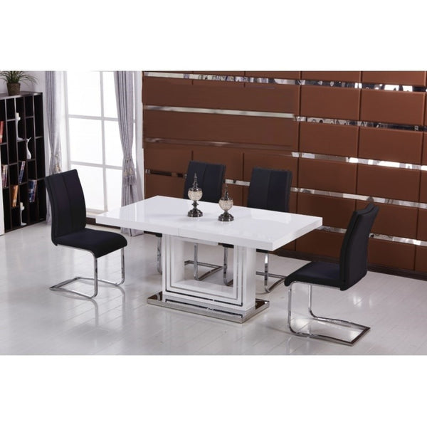 English Elm Black Faux Leather Dining Side Chairs with Polished Chrome Frame Set of 2 Black B011P439049
