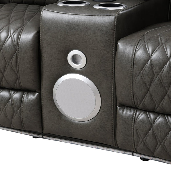 English Elm Taddeo Power Reclining Loveseat with Massage Led Console and Wireless Charging Hub B2726P435906