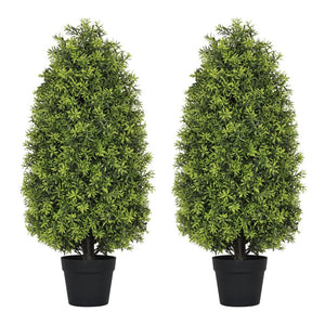 English Elm 3ft Faux Boxwood Cone Topiary Set of Two Uv Resistant Indoor Outdoor Entryway Trees W2945P323221