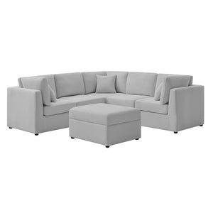 English Elm Chauncy Six Piece Modular Sectional Gray Performance Fabric Family Room Sofa Set B050S00038