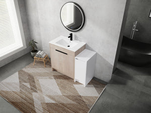 English Elm 42 Inch Freestanding Bathroom Vanity With Ceramic Sink, Soft-Close Doors & Ample Storage Space W999S00304