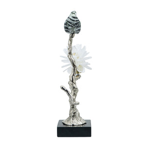 English Elm Aluminum Candle Holder With Elegant Marble Base, Nature-Inspired Design For Modern Home Décor W2078P172360