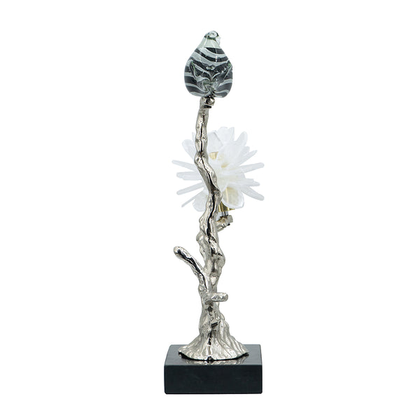 English Elm Aluminum Candle Holder With Elegant Marble Base, Nature-Inspired Design For Modern Home Décor W2078P172360